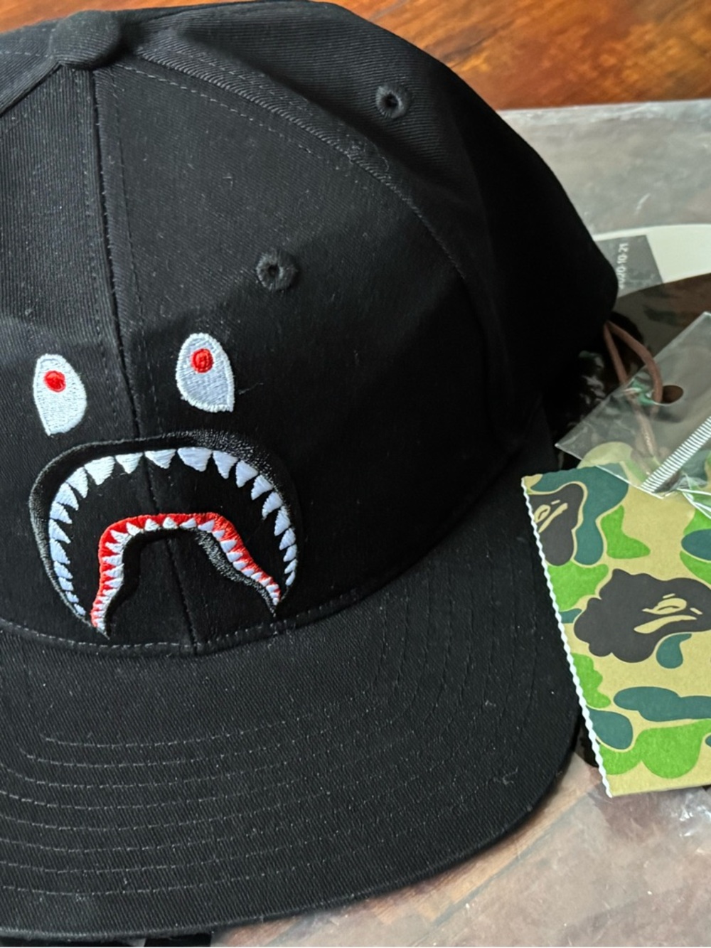 Bape Black Snapback Hat with Multicolor Embroidered Logo - Picture 8 of 11